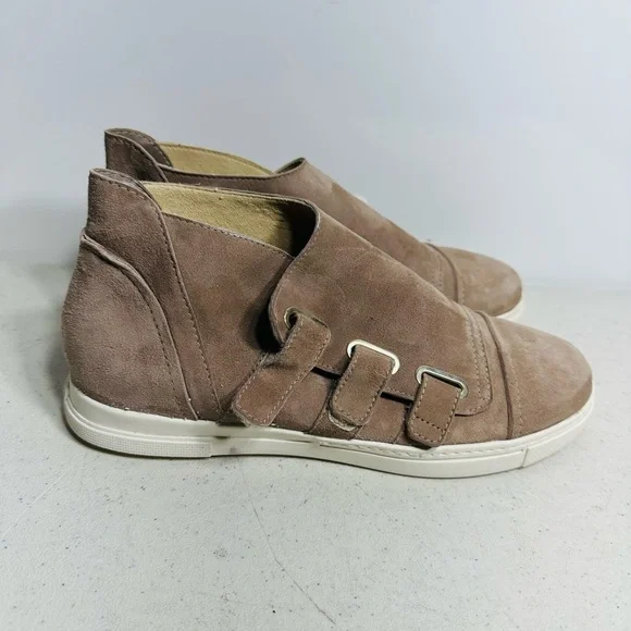 Stuart Weitzman Suede Leather Slip On Strap High Sneaker Size 6 - Picture 2 of 8